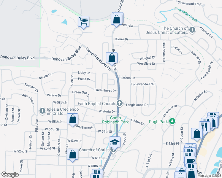 map of restaurants, bars, coffee shops, grocery stores, and more near 9 Jaynelle Place in North Little Rock
