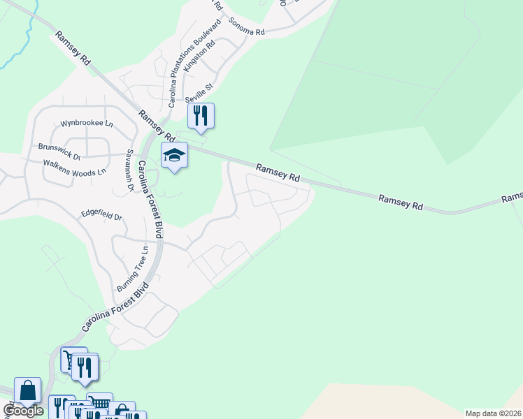 map of restaurants, bars, coffee shops, grocery stores, and more near 411 Caldwell Loop in Jacksonville