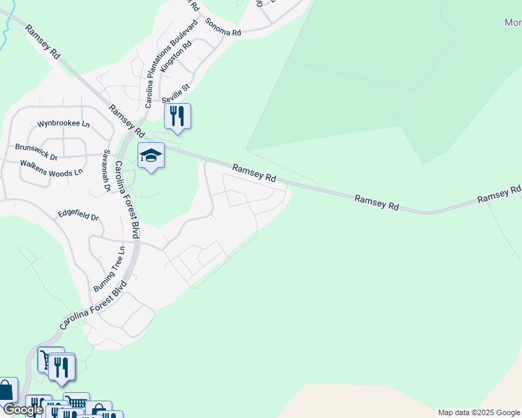map of restaurants, bars, coffee shops, grocery stores, and more near 501 Caldwell Loop in Jacksonville