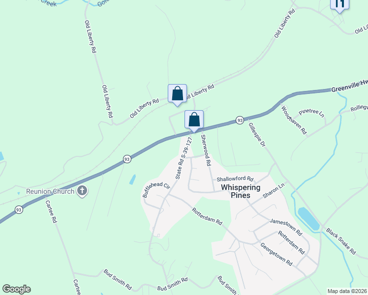 map of restaurants, bars, coffee shops, grocery stores, and more near 2798 Greenville Highway in Easley