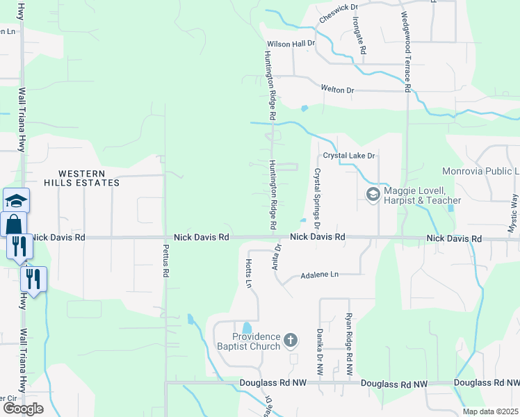 map of restaurants, bars, coffee shops, grocery stores, and more near 102 Huntington Ridge Road in Madison