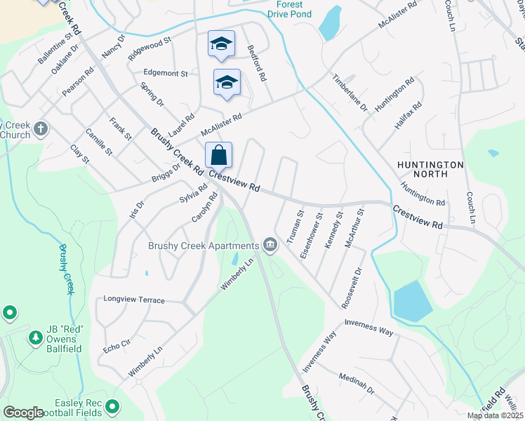 map of restaurants, bars, coffee shops, grocery stores, and more near 200 Crestview Road in Easley