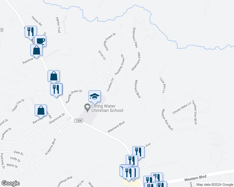 map of restaurants, bars, coffee shops, grocery stores, and more near 632 Oaklawn Court in Jacksonville