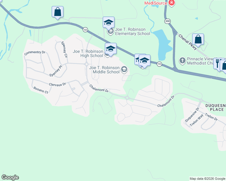 map of restaurants, bars, coffee shops, grocery stores, and more near 20 Talmont Place in Little Rock