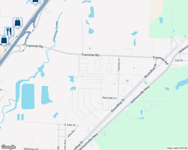 map of restaurants, bars, coffee shops, grocery stores, and more near 6616 Ridgemist Lane in North Little Rock