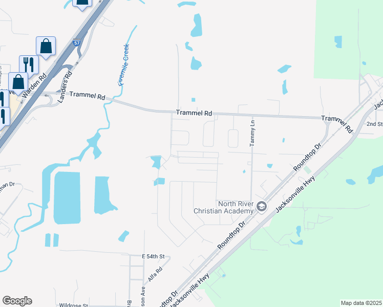 map of restaurants, bars, coffee shops, grocery stores, and more near 6516 Ridgemist Lane in North Little Rock