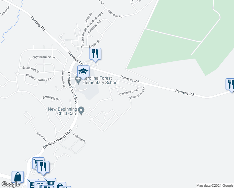 map of restaurants, bars, coffee shops, grocery stores, and more near 422 Caldwell Loop in Jacksonville