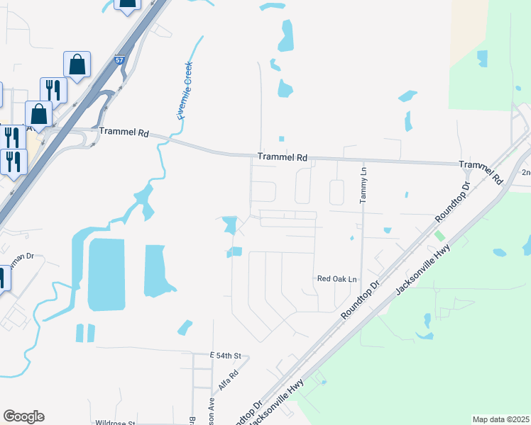 map of restaurants, bars, coffee shops, grocery stores, and more near 6416 Ridgemist Lane in North Little Rock