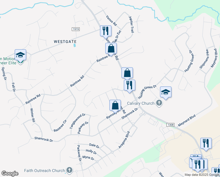 map of restaurants, bars, coffee shops, grocery stores, and more near 200 Cedar Creek Drive in Jacksonville