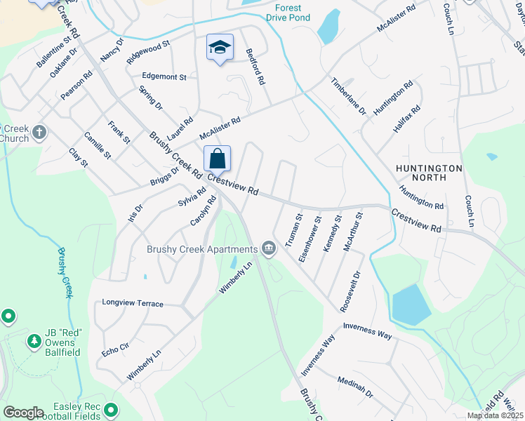 map of restaurants, bars, coffee shops, grocery stores, and more near 238 Crestview Road in Easley