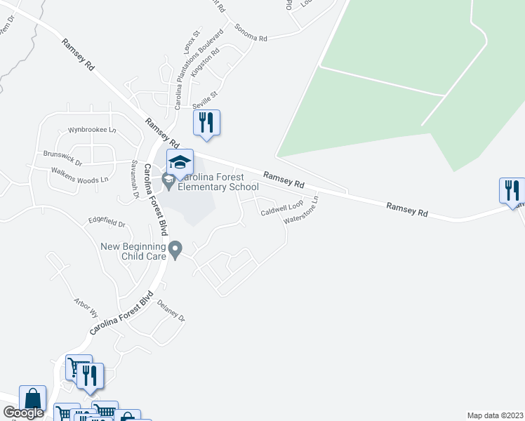 map of restaurants, bars, coffee shops, grocery stores, and more near 423 Caldwell Loop in Jacksonville