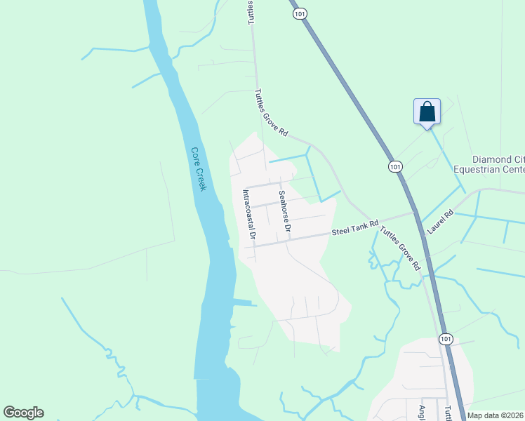 map of restaurants, bars, coffee shops, grocery stores, and more near 107 Oyster Court in Beaufort