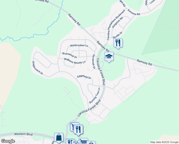 map of restaurants, bars, coffee shops, grocery stores, and more near 107 Ironwood Court in Jacksonville