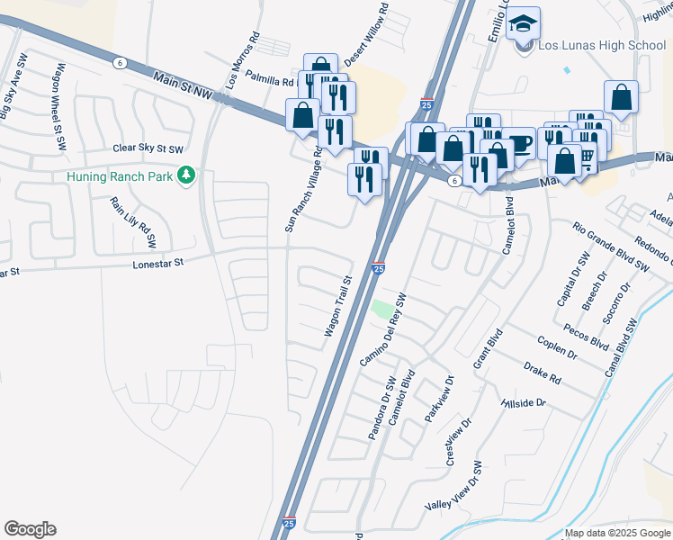 map of restaurants, bars, coffee shops, grocery stores, and more near 2207 Lonestar Street in Los Lunas