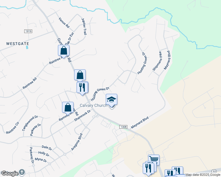 map of restaurants, bars, coffee shops, grocery stores, and more near 116 Grey Fox Lane in Jacksonville