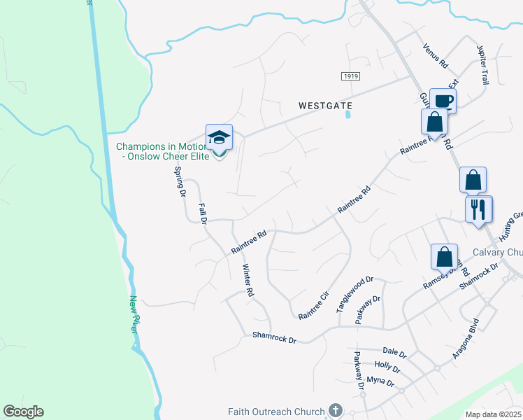 map of restaurants, bars, coffee shops, grocery stores, and more near 426 Spring Drive in Jacksonville