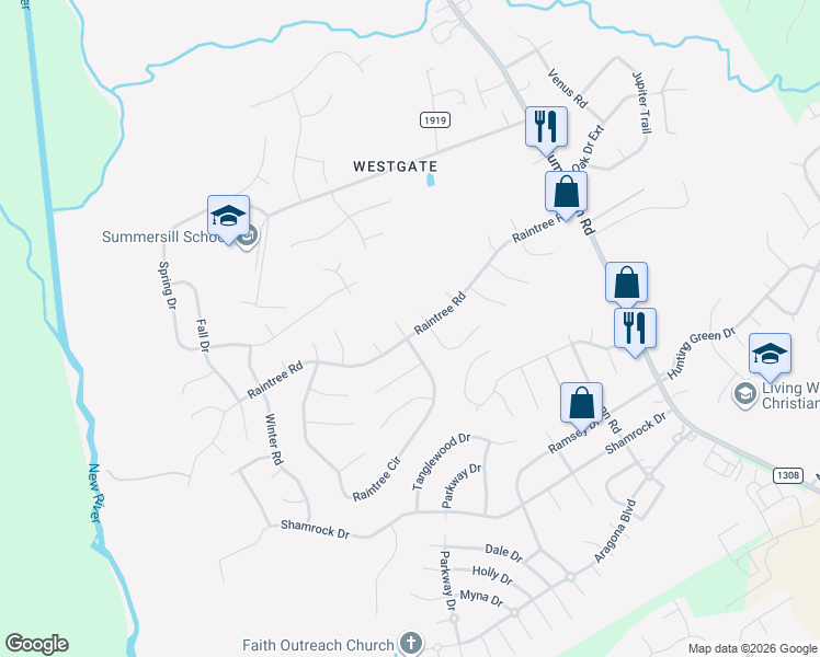 map of restaurants, bars, coffee shops, grocery stores, and more near 300 Raintree Circle in Jacksonville