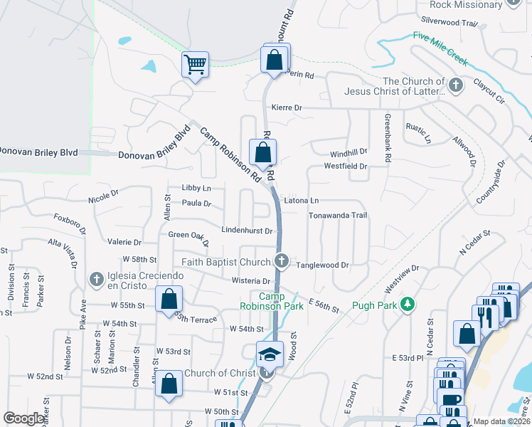 map of restaurants, bars, coffee shops, grocery stores, and more near 9 Jaynelle Place in North Little Rock