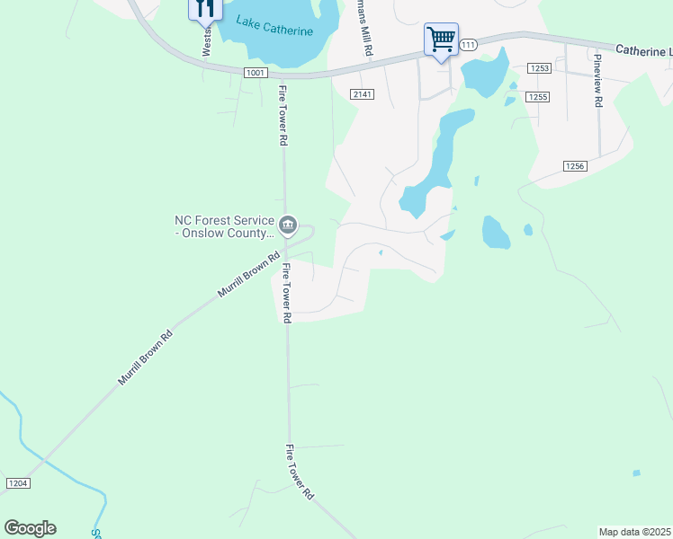 map of restaurants, bars, coffee shops, grocery stores, and more near 107 Sunny Point Drive in Richlands