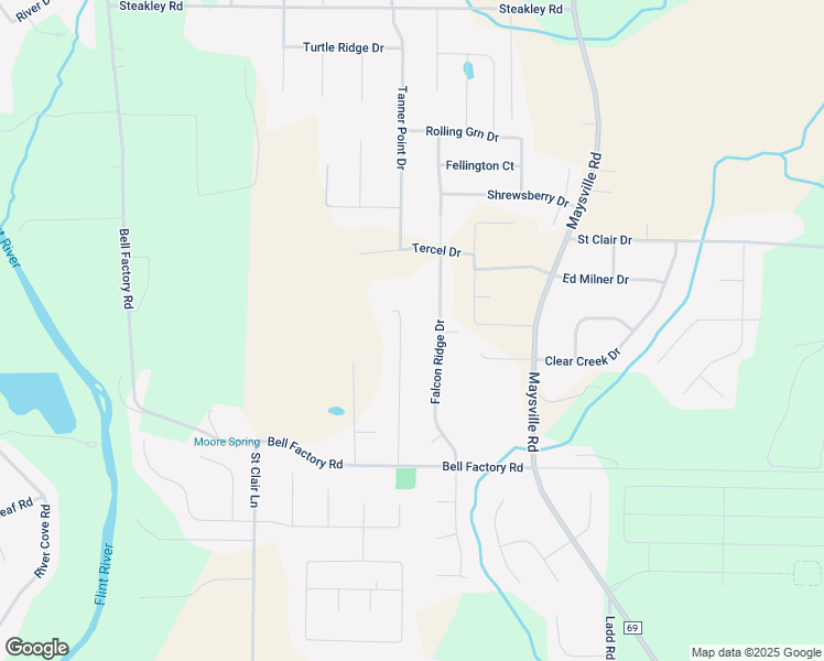 map of restaurants, bars, coffee shops, grocery stores, and more near 124 Hedge Lane in Huntsville