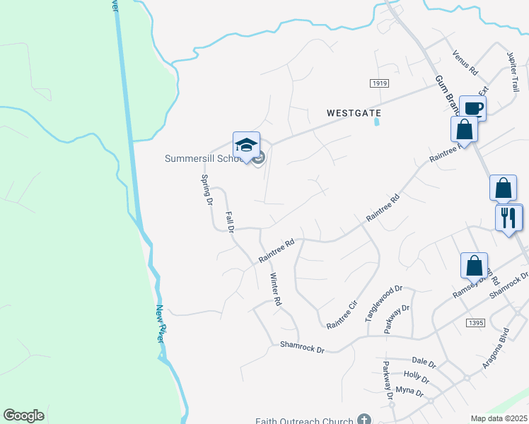 map of restaurants, bars, coffee shops, grocery stores, and more near 505 Winter Court in Jacksonville