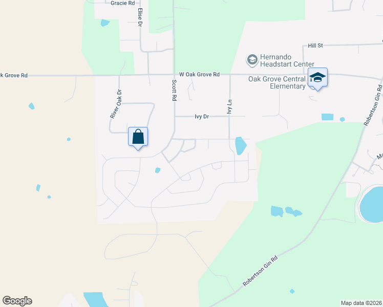 map of restaurants, bars, coffee shops, grocery stores, and more near 3370 Aster Loop in Hernando