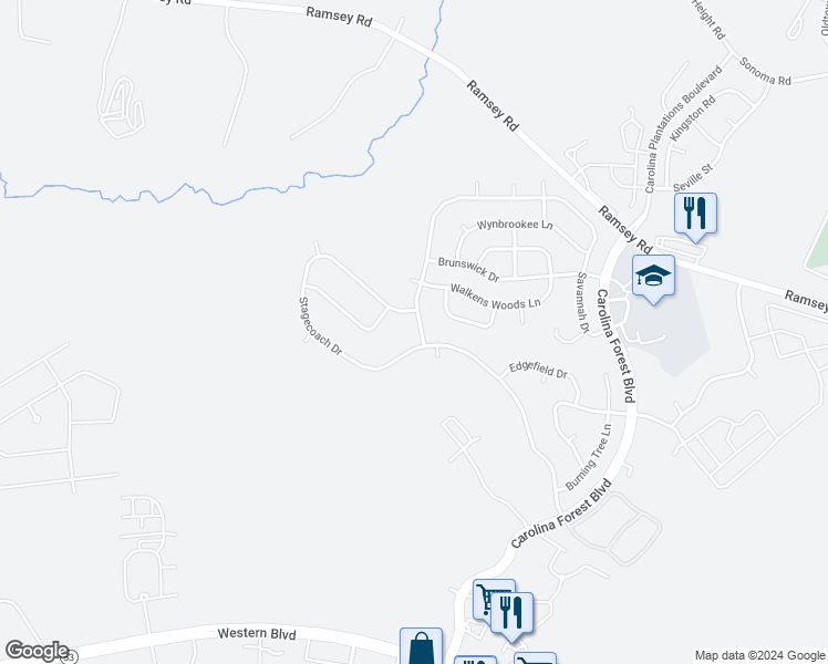 map of restaurants, bars, coffee shops, grocery stores, and more near 103 Savannah Drive in Jacksonville