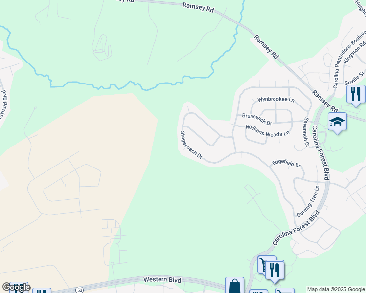 map of restaurants, bars, coffee shops, grocery stores, and more near 100 Kingswood Court in Jacksonville