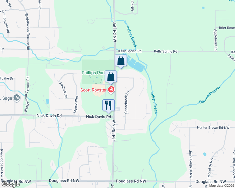 map of restaurants, bars, coffee shops, grocery stores, and more near 1861 Jeff Road Northwest in Huntsville