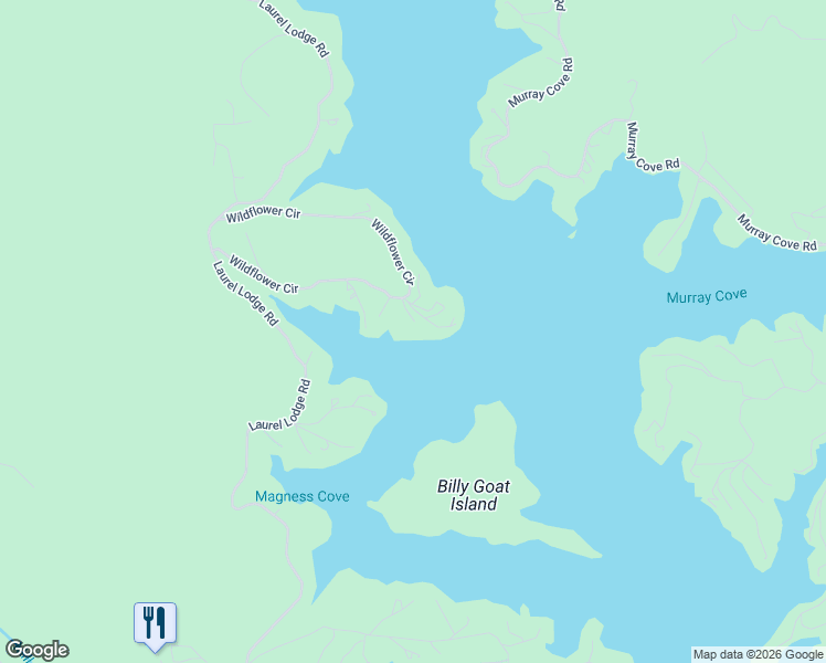 map of restaurants, bars, coffee shops, grocery stores, and more near 96 Lands End Lane in Clarkesville