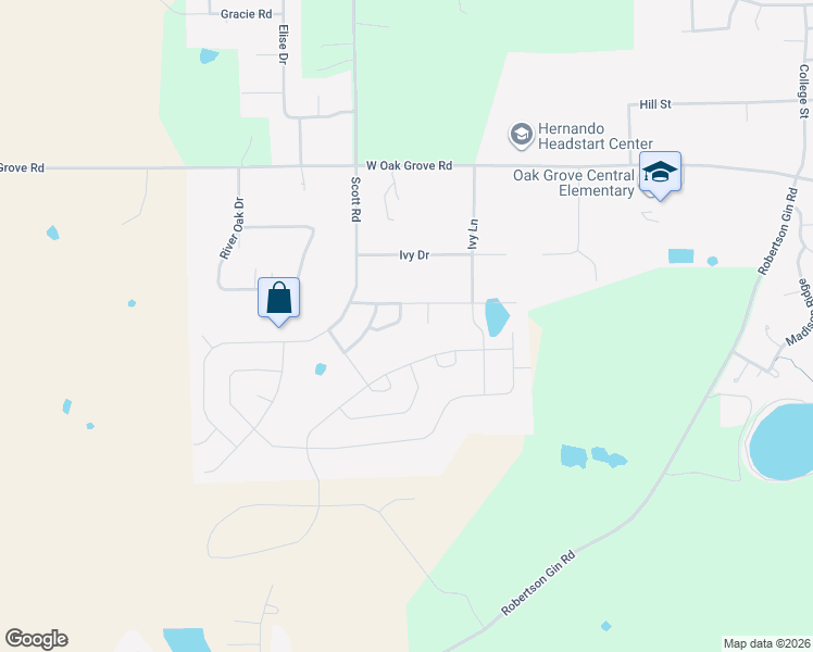 map of restaurants, bars, coffee shops, grocery stores, and more near 3370 Aster Loop in Hernando