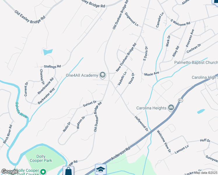 map of restaurants, bars, coffee shops, grocery stores, and more near 421 Old Dunham Bridge Road in Greenville