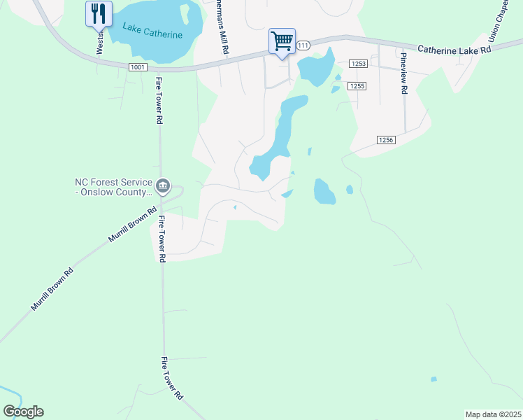 map of restaurants, bars, coffee shops, grocery stores, and more near 123 Sunny Point Drive in Richlands