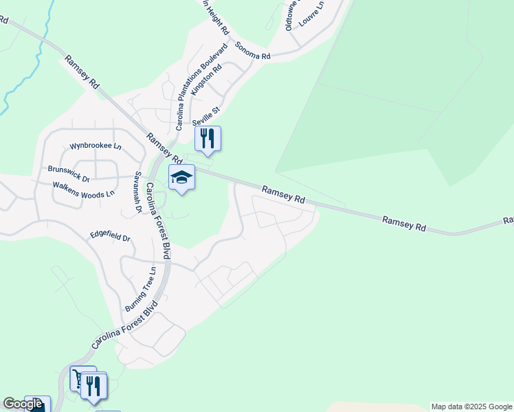 map of restaurants, bars, coffee shops, grocery stores, and more near 303 Caldwell Loop in Jacksonville