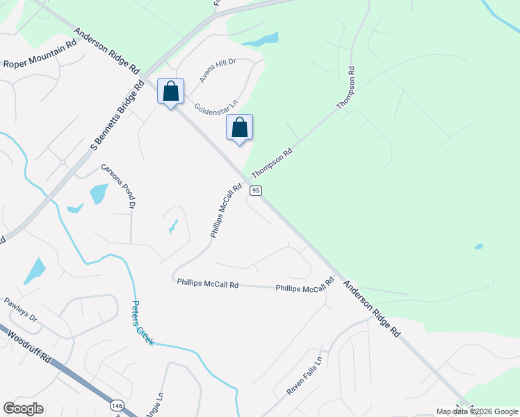 map of restaurants, bars, coffee shops, grocery stores, and more near 524 Carolee Way in Greer