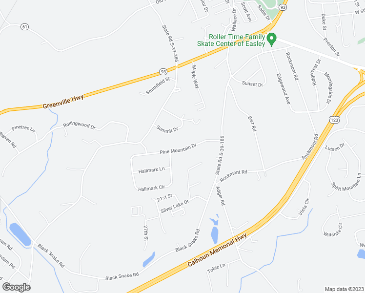 map of restaurants, bars, coffee shops, grocery stores, and more near 159 Pine Mountain Drive in Easley