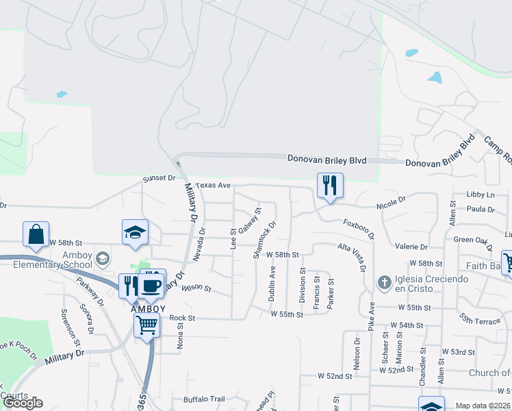 map of restaurants, bars, coffee shops, grocery stores, and more near 107 Galway Street in North Little Rock