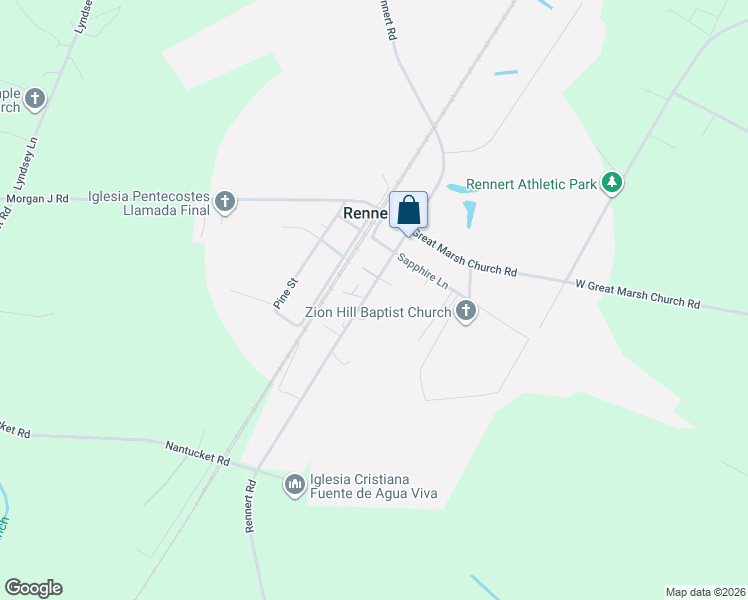 map of restaurants, bars, coffee shops, grocery stores, and more near 7259 Rennert Road in Rennert