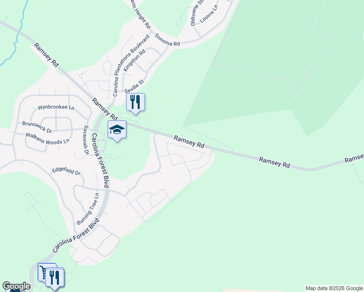 map of restaurants, bars, coffee shops, grocery stores, and more near 668 Ramsey Road in Jacksonville
