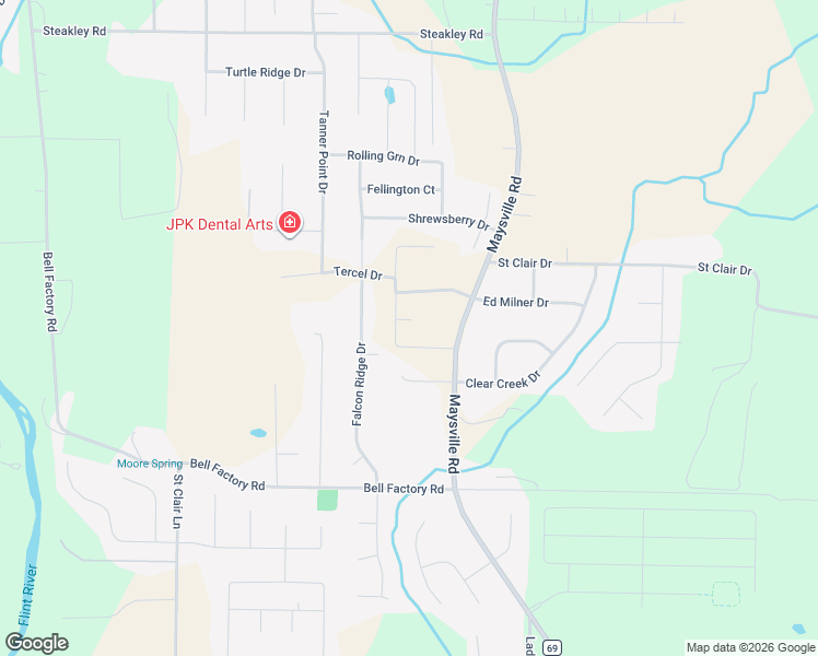 map of restaurants, bars, coffee shops, grocery stores, and more near 245 Falcon Ridge Drive in Huntsville