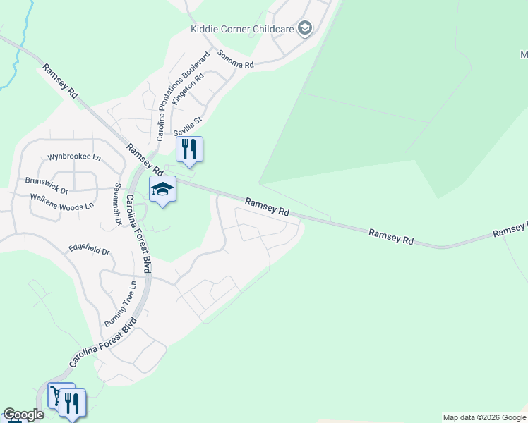 map of restaurants, bars, coffee shops, grocery stores, and more near 678 Ramsey Road in Jacksonville