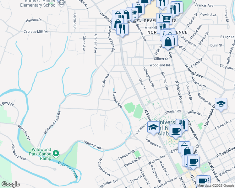 map of restaurants, bars, coffee shops, grocery stores, and more near 1038 Stewart Avenue in Florence