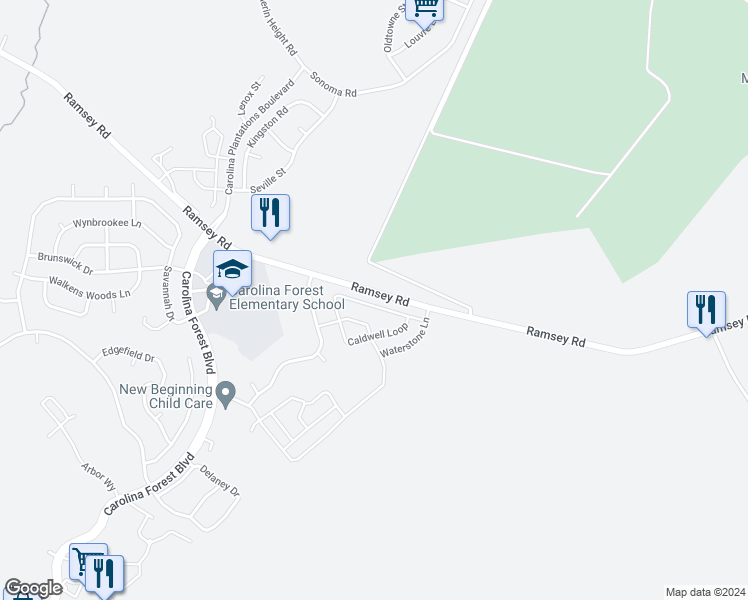 map of restaurants, bars, coffee shops, grocery stores, and more near 246 Caldwell Loop in Jacksonville