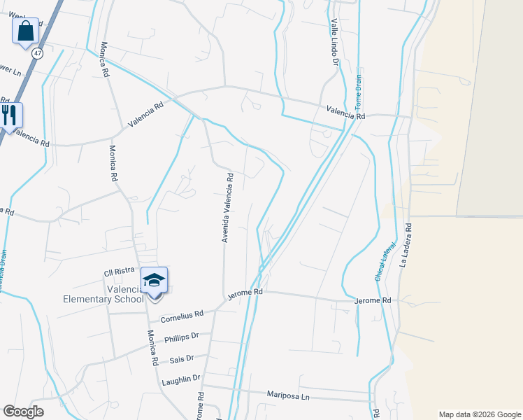 map of restaurants, bars, coffee shops, grocery stores, and more near 16 Zentner Road in Los Lunas
