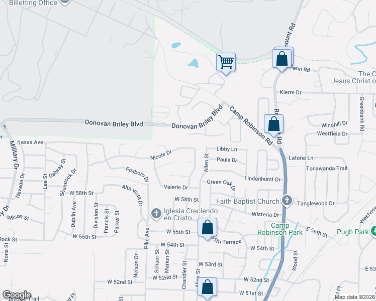 map of restaurants, bars, coffee shops, grocery stores, and more near 812 Nicole Drive in North Little Rock