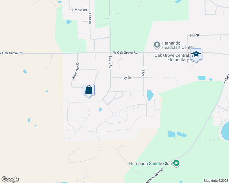 map of restaurants, bars, coffee shops, grocery stores, and more near 1343 Fieldstone Street in Hernando