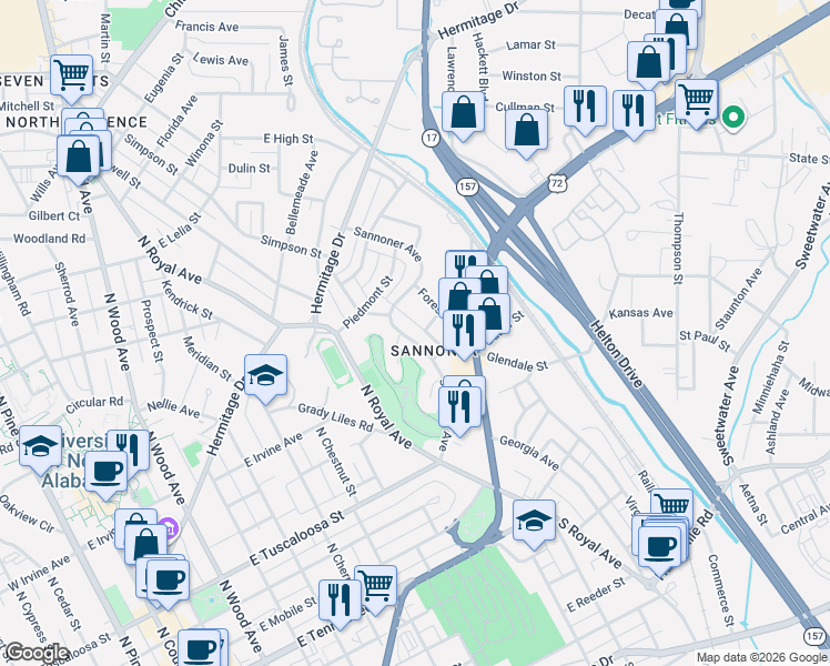map of restaurants, bars, coffee shops, grocery stores, and more near 674 Sannoner Avenue in Florence