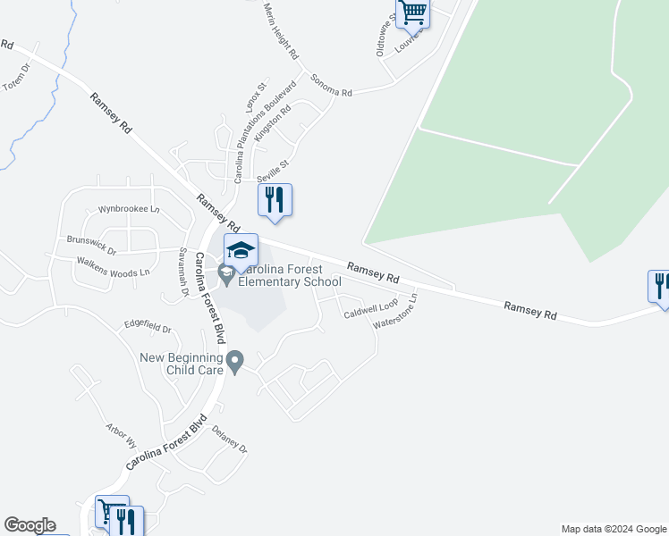 map of restaurants, bars, coffee shops, grocery stores, and more near 286 Caldwell Loop in Jacksonville