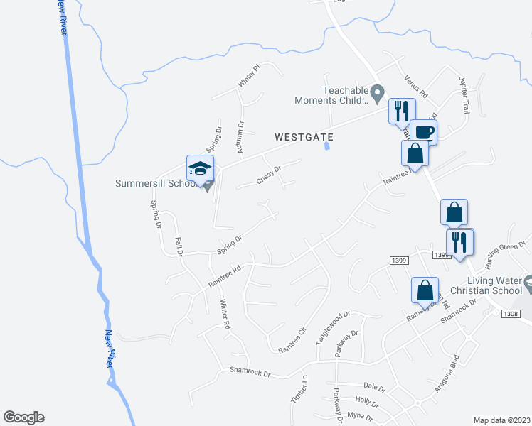 map of restaurants, bars, coffee shops, grocery stores, and more near 445 Spring Drive in Jacksonville