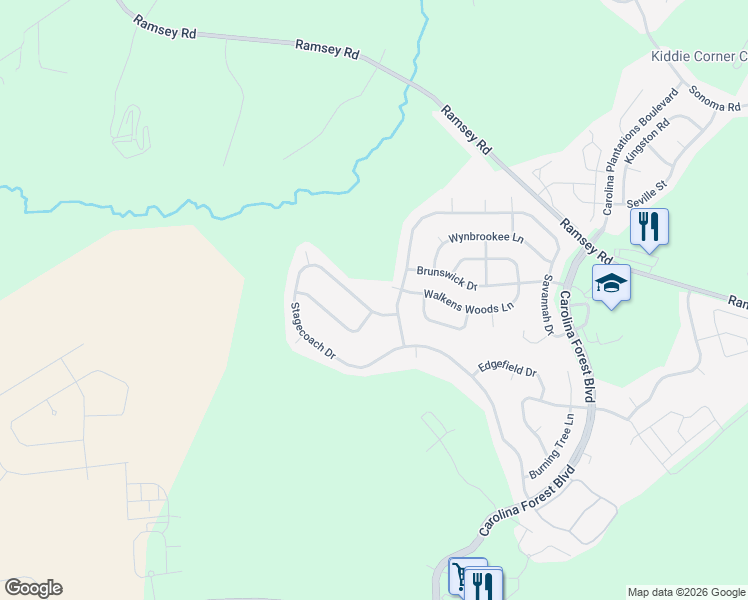 map of restaurants, bars, coffee shops, grocery stores, and more near 921 Stagecoach Drive in Jacksonville